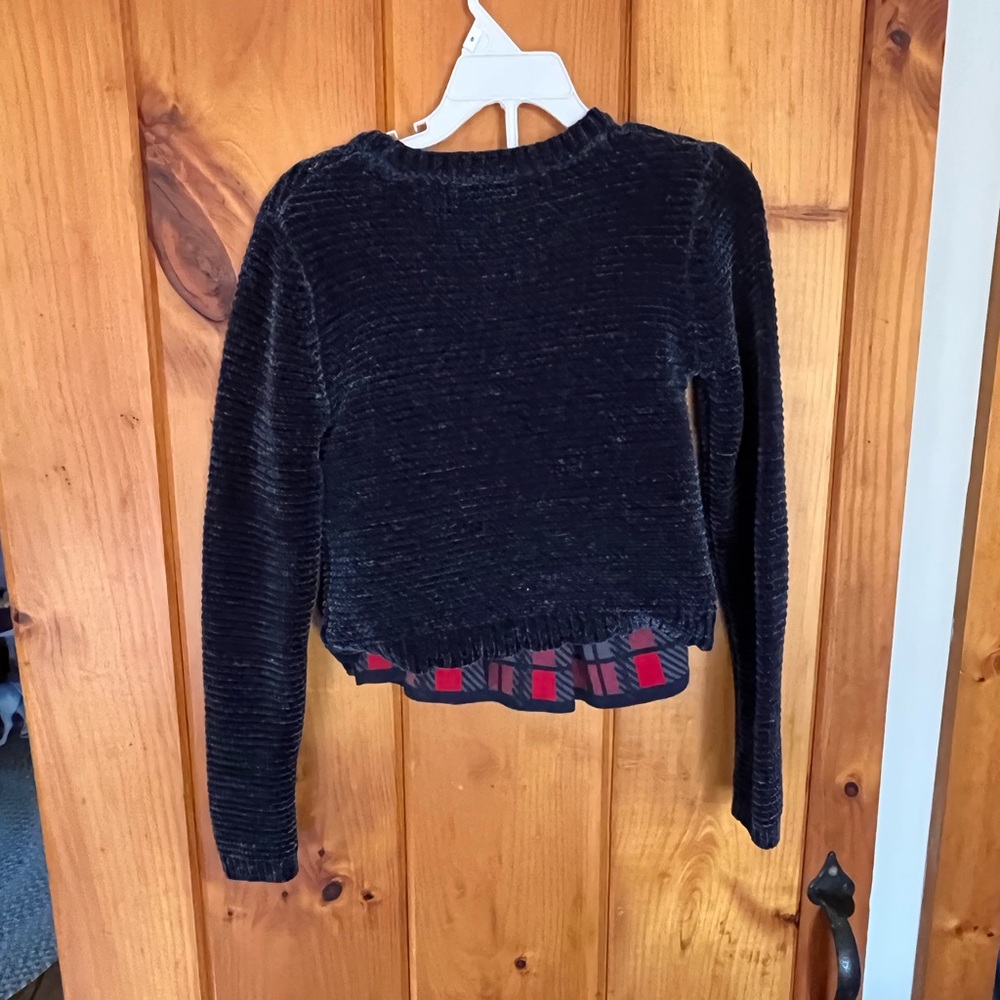 Little girl blue chenille sweater and matching skirt.